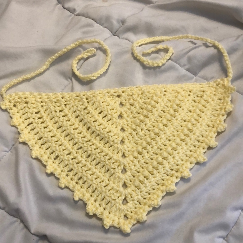 Pale/Pastel Yellow Crochet Bandanna ✨Handmade✨
